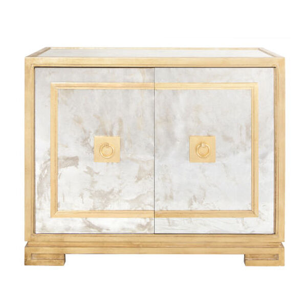 Gold Leaf and Antique Mirror Two Door Cabinet, image 1